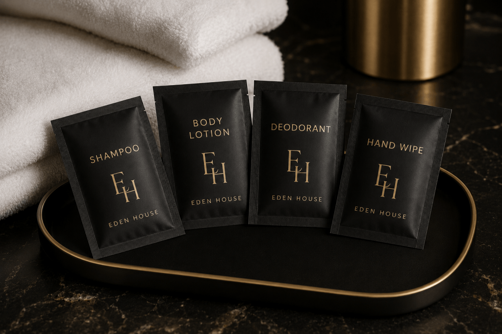 Eden House Liquid Filled Sachets for Hotels.
